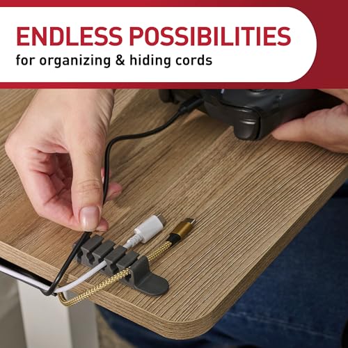 Command 5-Cord Clip Organizer, Black, 4 Clips, 8 Medium Strips | Cord Clip Organizer For Cable Mnagement, Keeps Electronic Cords Hidden, Good For Gaming Setups, Damage Free Cord Organizing