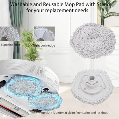 Replacement Accessories kit For Dreametech W10 Pro/W10 Robot Vacuum | Parts include: 1 Main brush 2 Side brush 2 Filter 2 Mop mat with stand