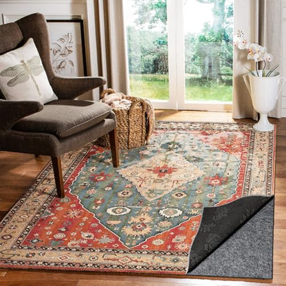 Waterproof Rug Pad, 9x12 Ft Under Area Rug Carpet Pad, Non Slip Rug Pads for All Floors and Hardwood Floors Finishes, Keep Carpets in Place Soft and Prevent Rug from Wrinkling or Buckling