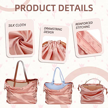 10 Pcs Dust Bags for Purses and Handbags Silk Dust Cover Bag for Handbags Purses Shoes Boots Silk Drawstring for Storage, 3 Sizes(Pink)