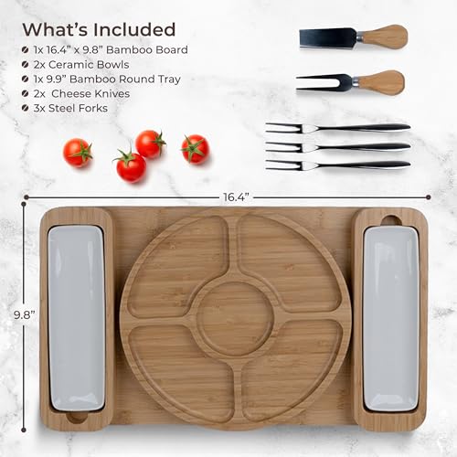 Charcuterie Boards Set, Bamboo Cheese Tray with Serving Accessories | Meat and Veggie Appetizer Platter, Movie Nights, Family Gatherings, Picnic Essentials, Dinner Party Hosting, Wine Nights, BBQ