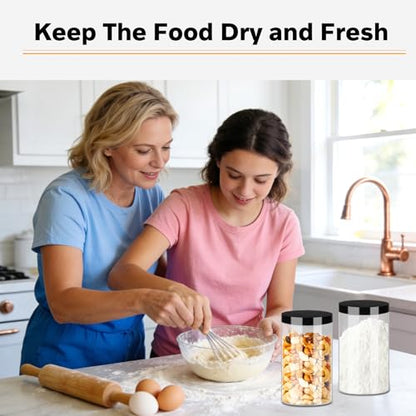 Clear Plastic Jars 32oz 12Pack Big Round PET Plastic Containers with Black Screw On Lids Reusable Empty Storage Jars with Lid Clear Containers for Household and Kitchen Organizing
