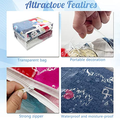 20Pcs Large Clear Vinyl Zippered Storage Bags With Handle - 16*12*4Inch Blankets Organizer for Sweater, Bed Sheet, Pillow - Plastic Bags With Zipper for Closet, Linen