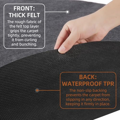 Waterproof Non-Slip Rug Pad, Round 7 Ft Carpet Pads for Large Area Rugs 1/8" Thick Felt Floor Protection Pad for All Floors and Finishes, Keep Rugs in Place and Provide Cushioning (7FT)