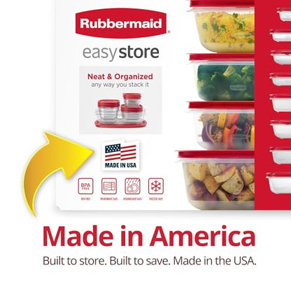 Rubbermaid EasyStore Large Containers, 18-Piece Set, Food Storage Containers with Lids