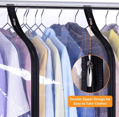 MISSLO 40" Hanging Garment Bags for Closet Storage Clear Garment Rack Cover Bottom Enclosed Cloth Cover Hanging Clothes Storage Bag Waterproof Clothes Protector for Suits, Coats, Sweaters, Shirts