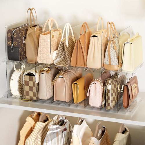 Stackable Bag & Purse Organizer for Closet Shelf A...