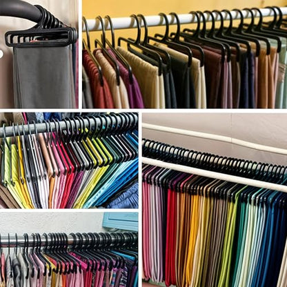 100pcs Tea Towel Hangers for Retail Display, 7.7" L, Plastic Storage Racks Multifunctional for Selling Towel, Hanging Storing Scarf Legging Clothes Sock Wardrobe Ties Shawls Rings Belts Scarves, Black
