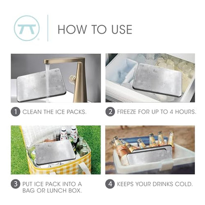 Outset Stainless Steel Ice Packs, Set of 2 Travel Ice Packs, 7” x 4.75” x 0.5”
