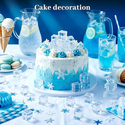 100 PCS Clear Fake Ice Cubes, 1x1x0.8Inch Acrylic Ice Vase Fillers | Table Centerpiece Photography Accessories Food Props, Table Scatter Decoration