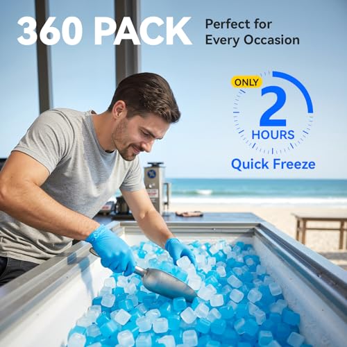360 Pack Reusable Ice Cubes, Refreezable Plastic Ice Cubes | BPA-Free Ice Packs for Lunch Boxes, Coolers, without Diluting Drinks for Party Hosts & Outdoor Ice Baths Enthusiasts