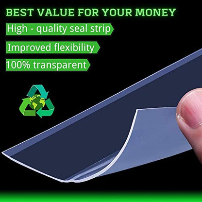 Door Weather Stripping Door Seal Strip, 1.8 in Self Adhesive Clear | Door Draft Stopper - House and Glass Shower Doors Silicone Sealing for Door and Windows Gaps of Collision and Side