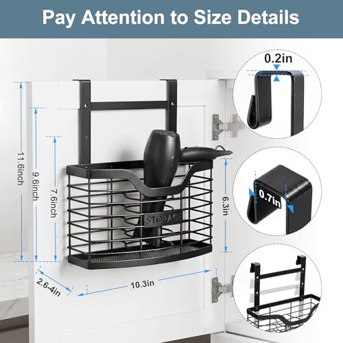 Hair Tool Organizer, Hair Dryer Holder for Bathroom Vanity Counter Cabinet | Dresser Blow Dryer Holder, No Drilling Wall Mount Storage Basket for Blow Dryers, Shaver, Comb, Curling Iron, Straightener