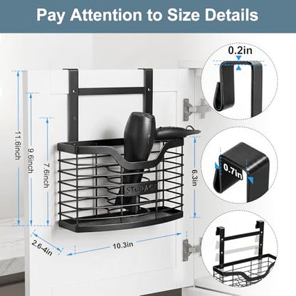 Hair Tool Organizer, Hair Dryer Holder for Bathroom Vanity Counter Cabinet | Dresser Blow Dryer Holder, No Drilling Wall Mount Storage Basket for Blow Dryers, Shaver, Comb, Curling Iron, Straightener