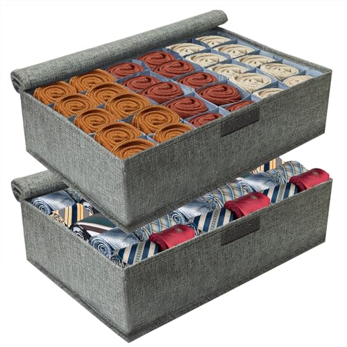 Gray Sock Organizer Divider 2 Pack with Lid - 30 C...