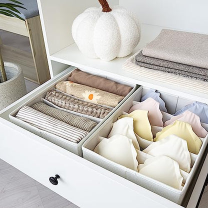 GRANNY SAYS Wardrobe Clothes Organizer, Drawer Organizers for Clothing, Closet Organizers and Storage, Organizer for Drawer, Pants, Jeans, T Shirt, Beige, 4-Pack