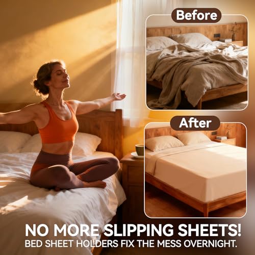 Bed Sheet Holders Heavy Duty Straps Grippers 4Pack | Universal fit for all mattress sizes with fabric-safe clamps to keep sheets locked and damage-free