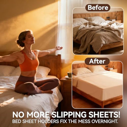 Bed Sheet Holders Heavy Duty Straps Grippers 4Pack | Universal fit for all mattress sizes with fabric-safe clamps to keep sheets locked and damage-free