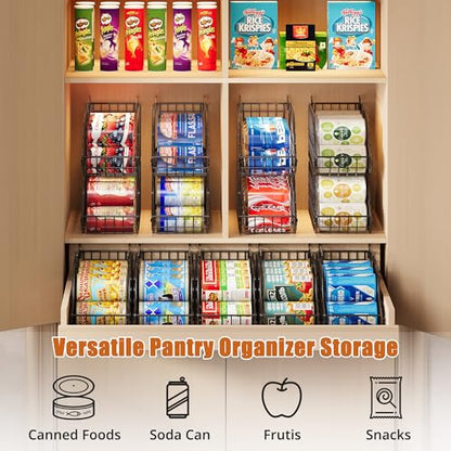6-Pack Can Storage Organizer Pantry, Stackable Kit... (Black | Iron)