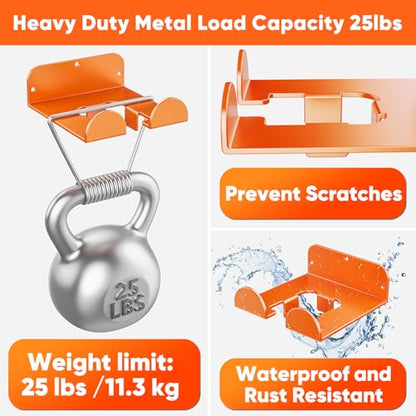 POKIPO Weedeater Hanger, 2 Pack Garage Organize Grass String Trimmer Rack, Heavy Duty Metal Weed Eater Holder Wall Mount Save Space, Garden Tool Storage Rack Loads 25lbs, Weed Wacker Hooks for Garage