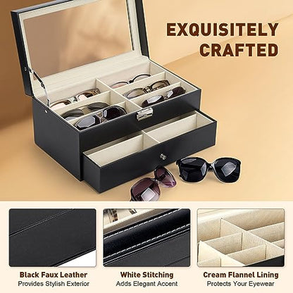 Sunglasses Organizer with 12 Slots, Multiple Eyegl... (Black)