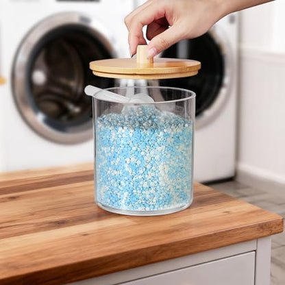 1 Pack 50oz Laundry Pods Container with Natural Bamboo Lid