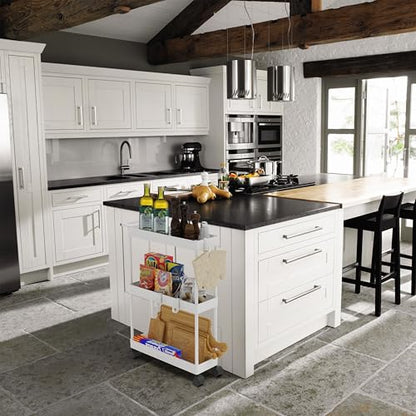 Simple Houseware 3-Tier Slim Rolling Cart w/Handle 5.5" Wx27.5 H, White | Storage Cart for Narrow Space (5.5-Inch Wide) Kitchen, Bathroom, Laundry Room