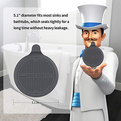 MR.SIGA Silicone Bathtub Stopper, Drain Stopper for Shower, Sink, 3 Pack | 13 cm/5.1" diameter bathtub drain stopper, silicone drain plug
