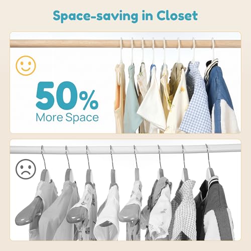 Vtopmart 60 Pack Kids Hangers, 11 inch Baby Clothes Hangers for Closet, StackFit Interlocking Toddler Hanger for Pants, Dress, Skirt, Space-Saving Children Hangers with Non-Slip Shoulder Grooves
