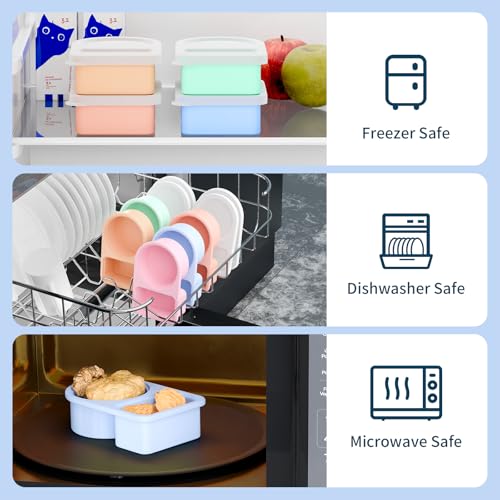 5 Pack Silicone Snack Containers with Lids, Reusable Snackle Box, 8 oz