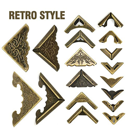 96PCS Metal Book Corner Protector, 24 Styles Iron Guard Edge Cover, Vintage Metal Decorative Cover Pad, for School Book Album Scrapbook Notebook, Desk Jewelry Case Box Gifts (Package A)