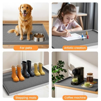Jin&Bao Under Sink Mat 34" x 22" Waterproof Silicone Cabinet Kitchen Liner | Silicone under kitchen sink mat,cabinet protector,bathroom shelf liner,raised edge,anti-slip,easy to clean & dishwasher safe