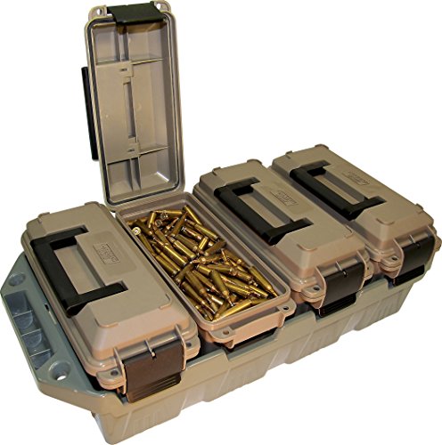 MTM AC4C 4-Can Ammo Crate, 30 Caliber, Convenient size, Stackable, Easy Carry and Transport of 30 Caliber Ammo, Rugged Tactical Carrying Crate, USA Made, Dark Earth/Army Green