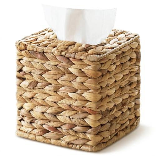 Wicker Tissue Box Cover Square, Handwoven Facial T... (Natural Wicker | Wicker)