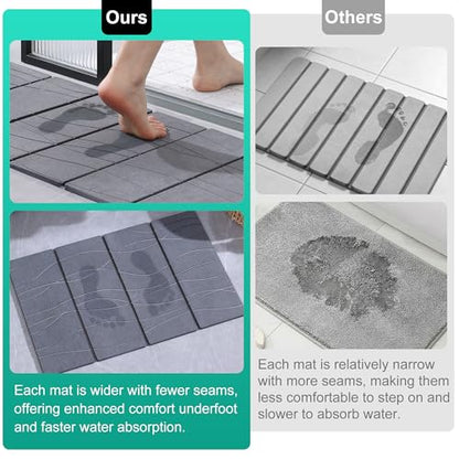 JOYMOOP Foldable Stone Bath Mat, 23.62” x 15.35” Non Slip Bath Mats, Super Absorbent Diatomaceous Earth Mats, Compact and Easy to Store Bath Mats for Bathroom, Dark Grey