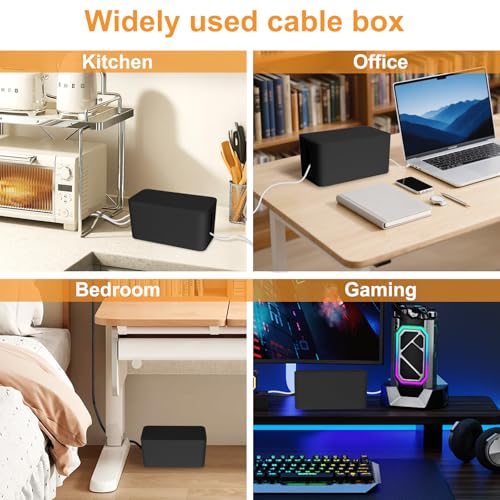 Mini Cable Management Cord Cover Wire Hider Box Concealer Organizer Protector System for Home Theater Entertainment Center Office School (Mini, Black)