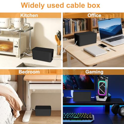 Mini Cable Management Cord Cover Wire Hider Box Concealer Organizer Protector System for Home Theater Entertainment Center Office School (Mini, Black)