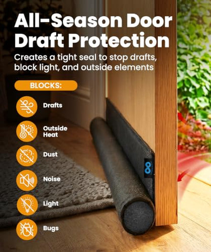 Everlasting Comfort 1 Sided Door Draft Stopper for Bottom of Door - Keeps Cold Air in & Heat Out, 100% Sound Proofing Strip Gap Filler, Quick Install Noise Blocker Sweep for Home - Fits 36" Doors