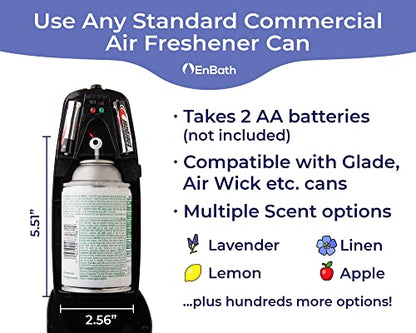 Automatic Air Freshener Spray Dispenser (4-Pack) Wall Mounted or Free Standing, Commercial and Home Use, Multiple Time Scent/Mist Release Settings for Room/Bathroom Sprayer (Black)