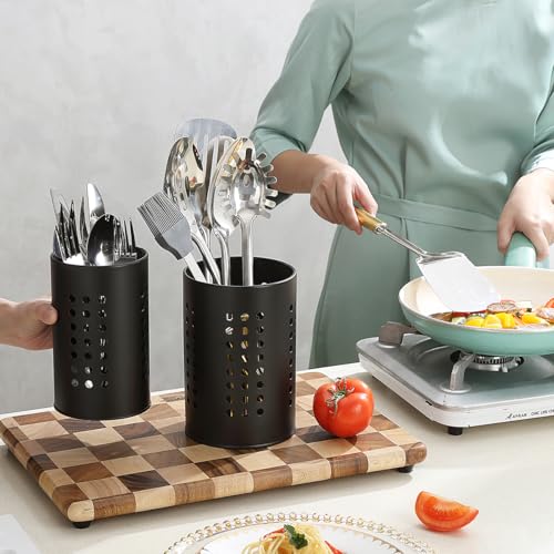 Kitchen Utensils Holder for Counter Top 2 Pieces,... (Black)