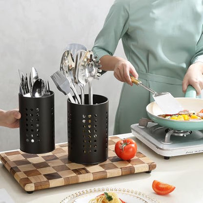 Kitchen Utensils Holder for Counter Top 2 Pieces,... (Black)