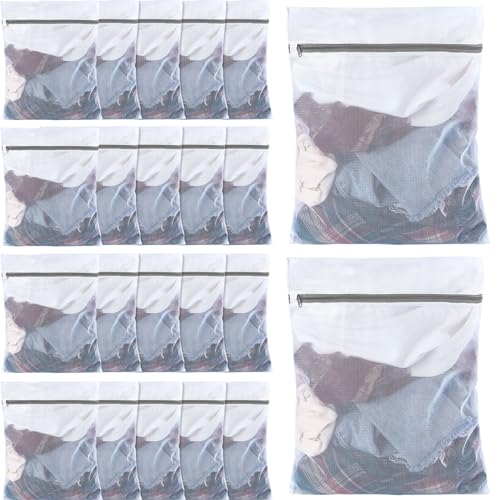 36 Pieces Mesh Laundry Bags Fine Mesh Wash Bags with Zipper Machine Washable Lingerie Bags for Washing Delicates Clothes Garment Underwear Blouse Hosiery Socks Travel, 16 x 20 Inches (Gray)