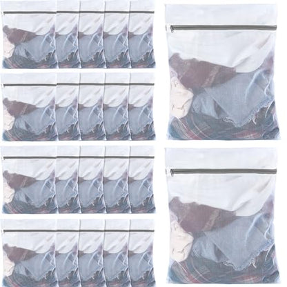 36 Pieces Mesh Laundry Bags Fine Mesh Wash Bags with Zipper Machine Washable Lingerie Bags for Washing Delicates Clothes Garment Underwear Blouse Hosiery Socks Travel, 16 x 20 Inches (Gray)