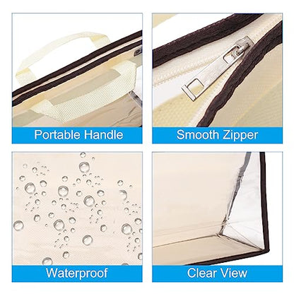PATIKIL Handbag Dust Bags, 2 Pack Clear Purse Storage Organizer XXL Size PVC Dustproof Handbag Cover Transparent Purse Protector, Beige