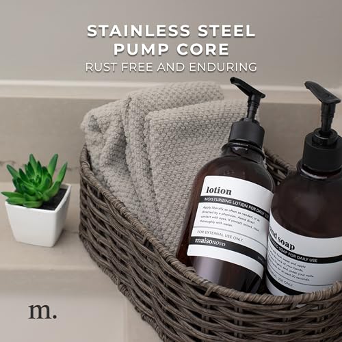 Shampoo and Conditioner Bottles Set of 3 Amber Black – Shower Shampoo Dispenser – Hotel Style Bathroom Upgrade by MaisoNovo