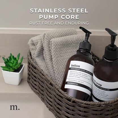 Shampoo and Conditioner Bottles Set of 3 Amber Black – Shower Shampoo Dispenser – Hotel Style Bathroom Upgrade by MaisoNovo