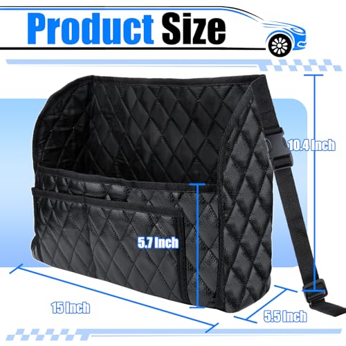 Car Purse Holder Between Seats, Leather Front Seat Car Organizer | Large Capacity Car Net Pocket Handbag Holder, Backseat Barrier Storage Bag Fits for Car, Truck, SUV, Purse Holder for Car