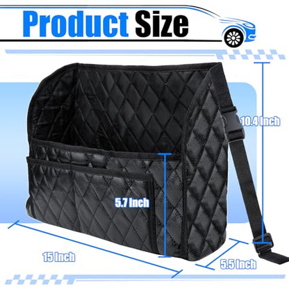 Car Purse Holder Between Seats, Leather Front Seat Car Organizer | Large Capacity Car Net Pocket Handbag Holder, Backseat Barrier Storage Bag Fits for Car, Truck, SUV, Purse Holder for Car