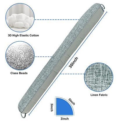 NABOWAN Weighted Door Draft Stopper — Triangular Under-Door Gap Filler for Gaps up to 3", Wind Noise Blocker, Energy Saver for Home Room Essentials, 30 Inch Gray