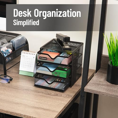 Mind Reader Desktop Accessory Storage, Desk Supplies, Organizer, Office, Metal Mesh, 6.25" L x 6.5" W x 6.5" H, Black